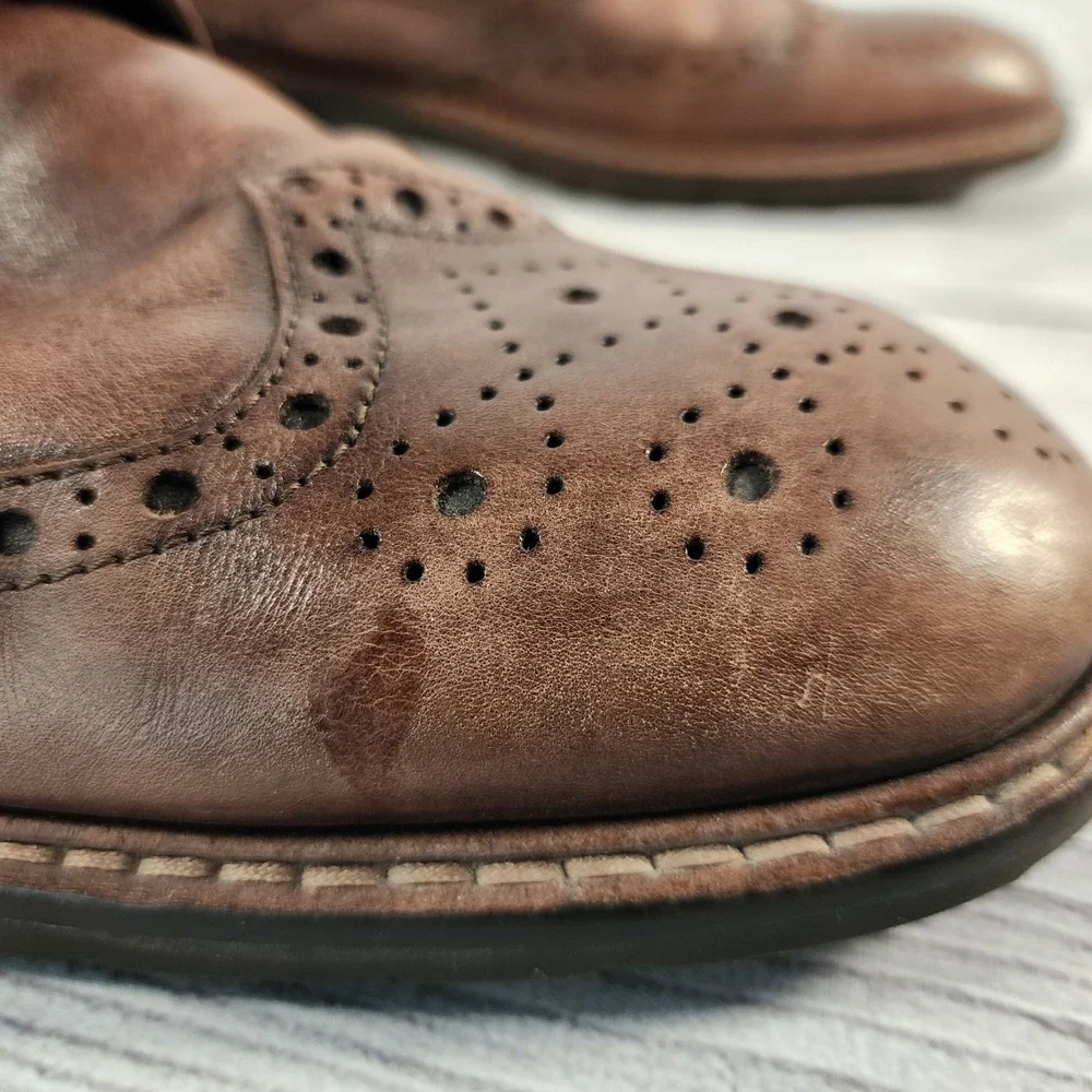 ECCO Mens Size 11 US Brown Leather Vitrus Wingtip Brogue Oxford Derby Shoes